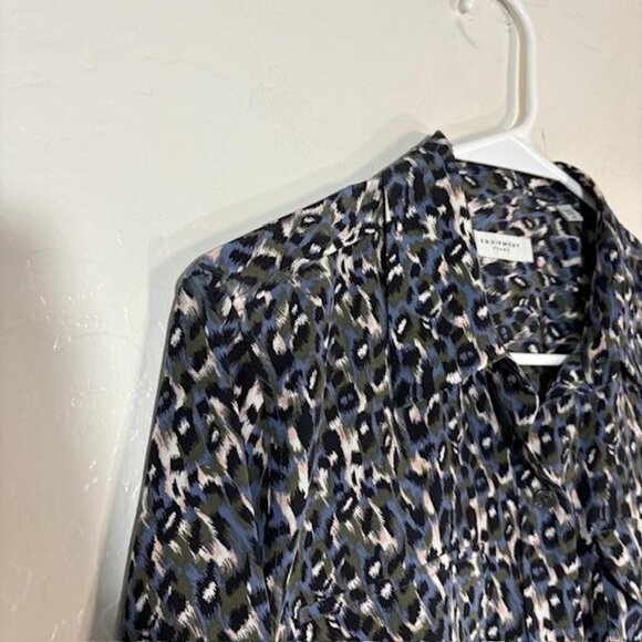 Equipment Femme Shirt Womens Medium Silk Button Down Animal Print Long Sleeve - Picture 2 of 7
